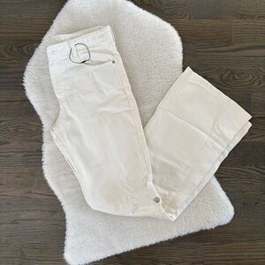 ZARA white denim high waisted flare leg jeans pants